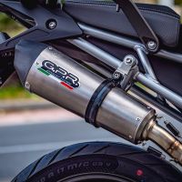 Exhaust compatible with Triumph Tiger 850 2020-2024, GP Evo4 Titanium, Homologated legal slip-on exhaust including removable db killer and link pipe 
