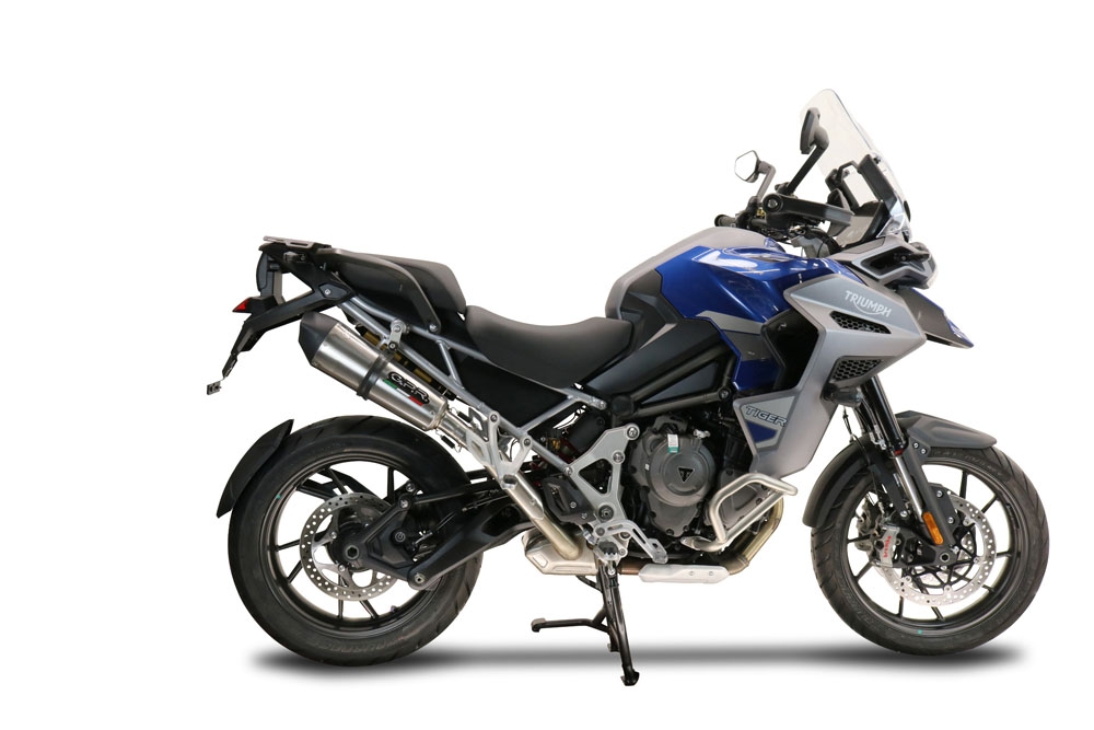 Exhaust compatible with Triumph Tiger 1200 Gt - Rally 2022-2024, GP Evo4 Titanium, Homologated legal slip-on exhaust including removable db killer and link pipe 