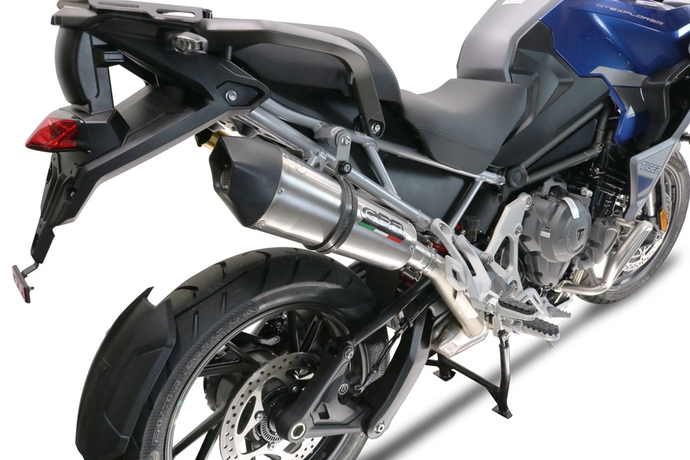 Exhaust compatible with Triumph Tiger 1200 Gt - Rally 2022-2024, GP Evo4 Titanium, Homologated legal slip-on exhaust including removable db killer and link pipe 