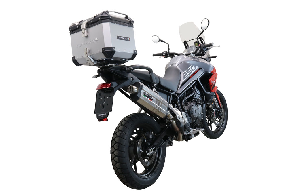 Top case GPR TECH compatible with  Triumph Tiger 1200 Gt - Rally 2022/2024 e5 GPR TECH Top case in aluminum, silver color with specific plate included Capacity 35 LT.