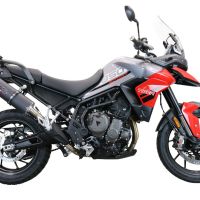 Exhaust compatible with Triumph Tiger 850 2020-2024, Furore Evo4 Nero, Homologated legal slip-on exhaust including removable db killer and link pipe 