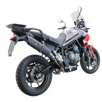 Exhaust compatible with Triumph Tiger 850 2020-2024, Furore Evo4 Nero, Homologated legal slip-on exhaust including removable db killer and link pipe 