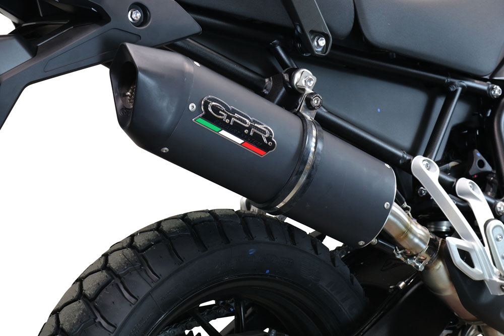 Exhaust compatible with Triumph Tiger 850 2020-2024, Furore Evo4 Nero, Homologated legal slip-on exhaust including removable db killer and link pipe 