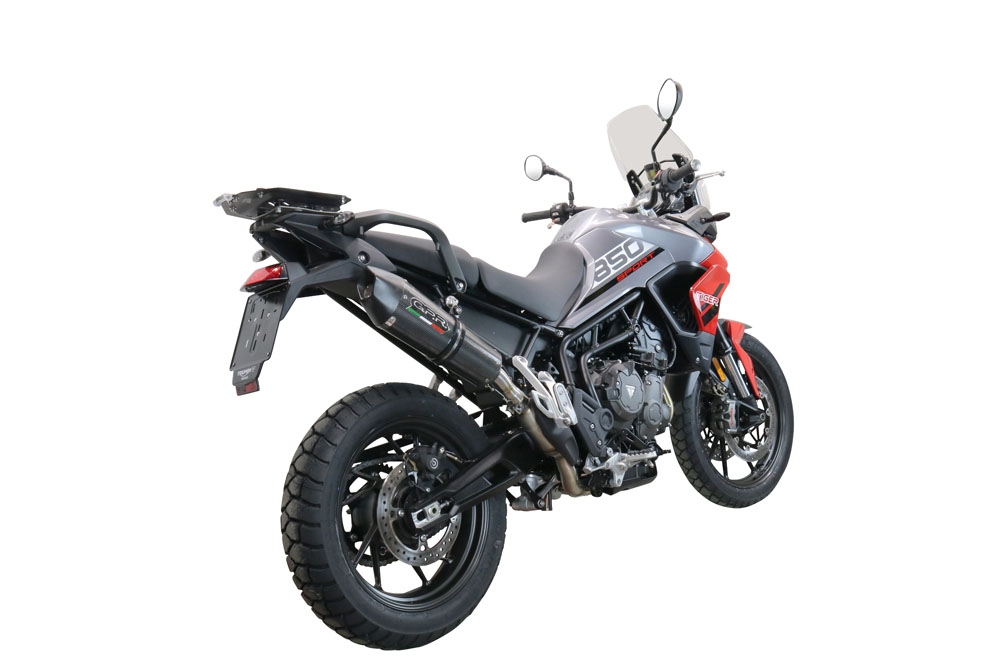 Exhaust compatible with Triumph Tiger 850 2020-2024, GP Evo4 Poppy, Homologated legal slip-on exhaust including removable db killer and link pipe 