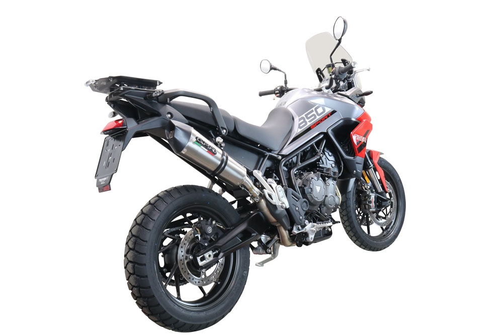 Exhaust compatible with Triumph Tiger 850 2020-2024, GP Evo4 Titanium, Homologated legal slip-on exhaust including removable db killer and link pipe 
