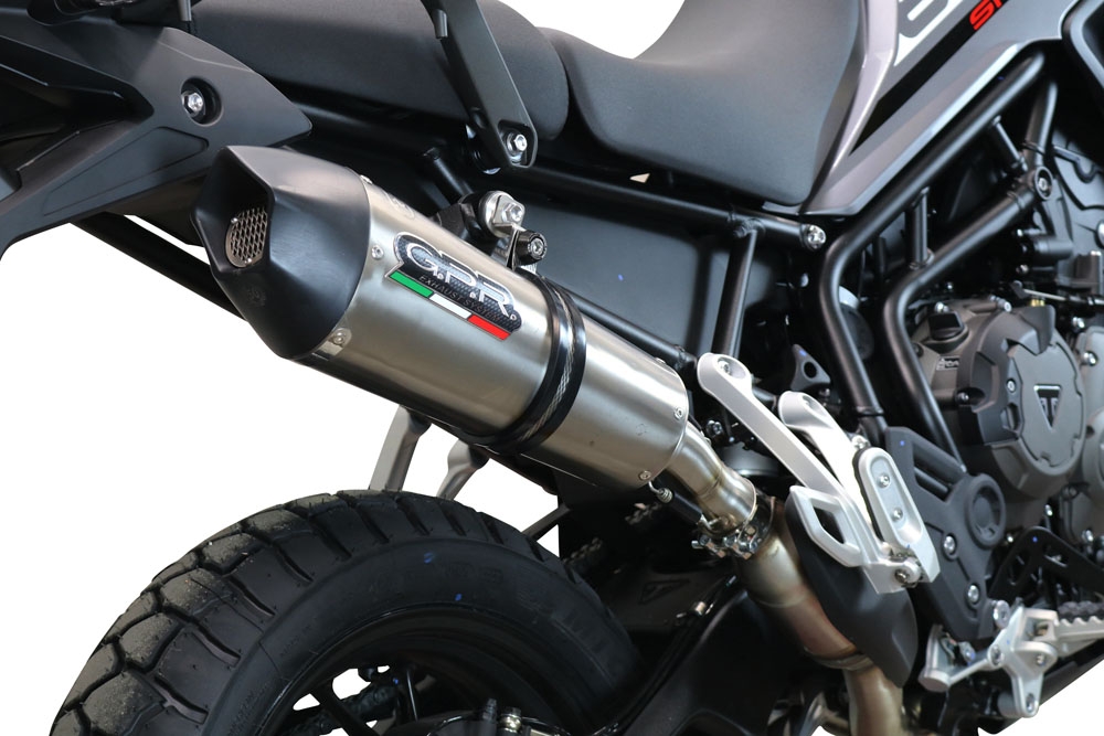 Exhaust compatible with Triumph Tiger 850 2020-2024, GP Evo4 Titanium, Homologated legal slip-on exhaust including removable db killer and link pipe 