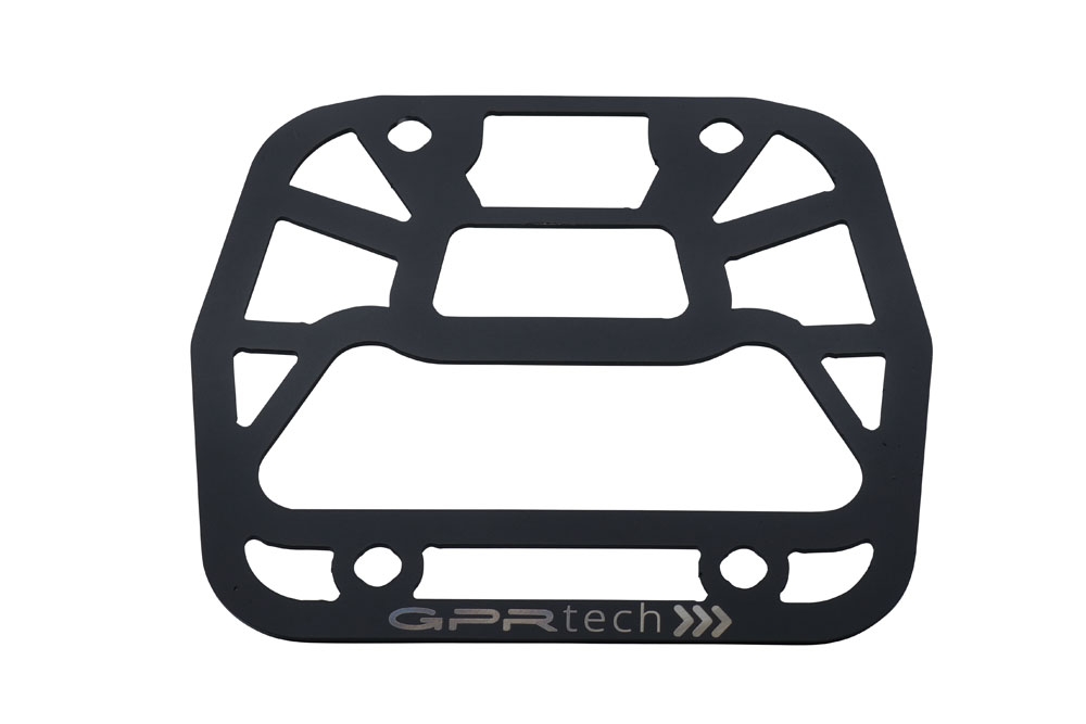 GPR TECH compatible with  Aprilia Tuareg 660 2021/2024 e5 GPR TECH SPECIFIC TITANIUM PLATE TOP CASE-ALPITECH 55 LT compatible with original luggage rack,titanium made with 4 anchor points