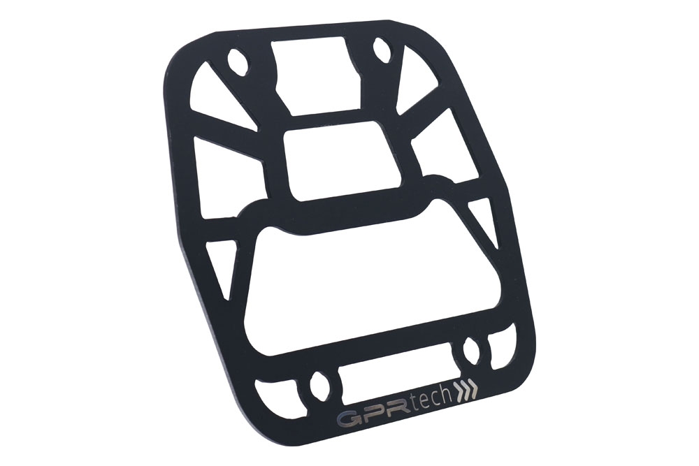 GPR TECH compatible with  Aprilia Tuareg 660 2021/2024 e5 GPR TECH SPECIFIC TITANIUM PLATE TOP CASE-ALPITECH 55 LT compatible with original luggage rack,titanium made with 4 anchor points