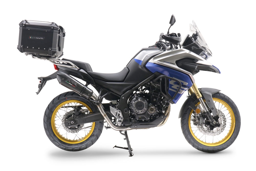 Exhaust compatible with Voge 525DSX 2023-2024, GP Evo4 Poppy, Homologated legal slip-on exhaust including removable db killer and link pipe 