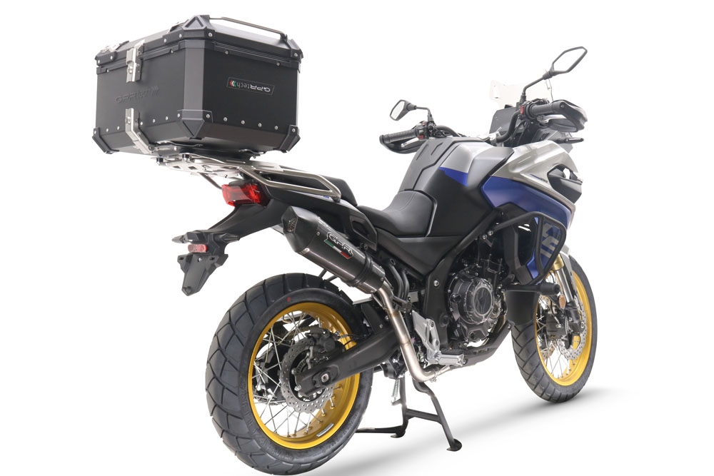 Exhaust compatible with Voge 525DSX 2023-2024, GP Evo4 Poppy, Homologated legal slip-on exhaust including removable db killer and link pipe 
