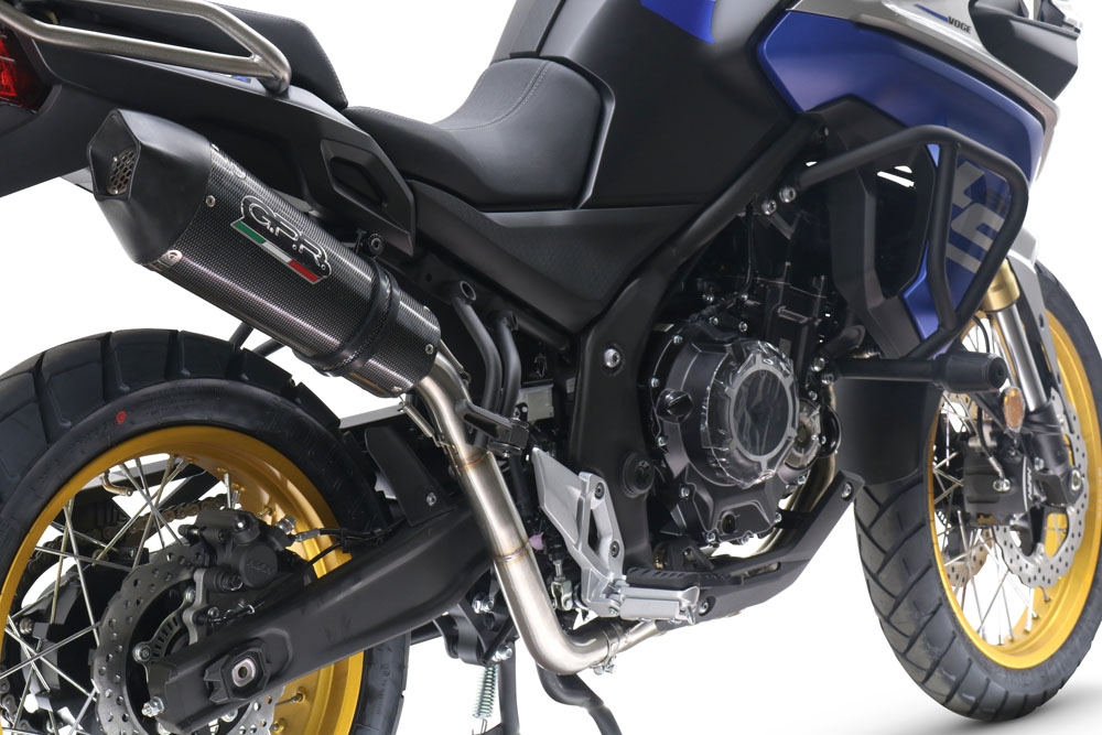 Exhaust compatible with Voge 525DSX 2023-2024, GP Evo4 Poppy, Homologated legal slip-on exhaust including removable db killer and link pipe 