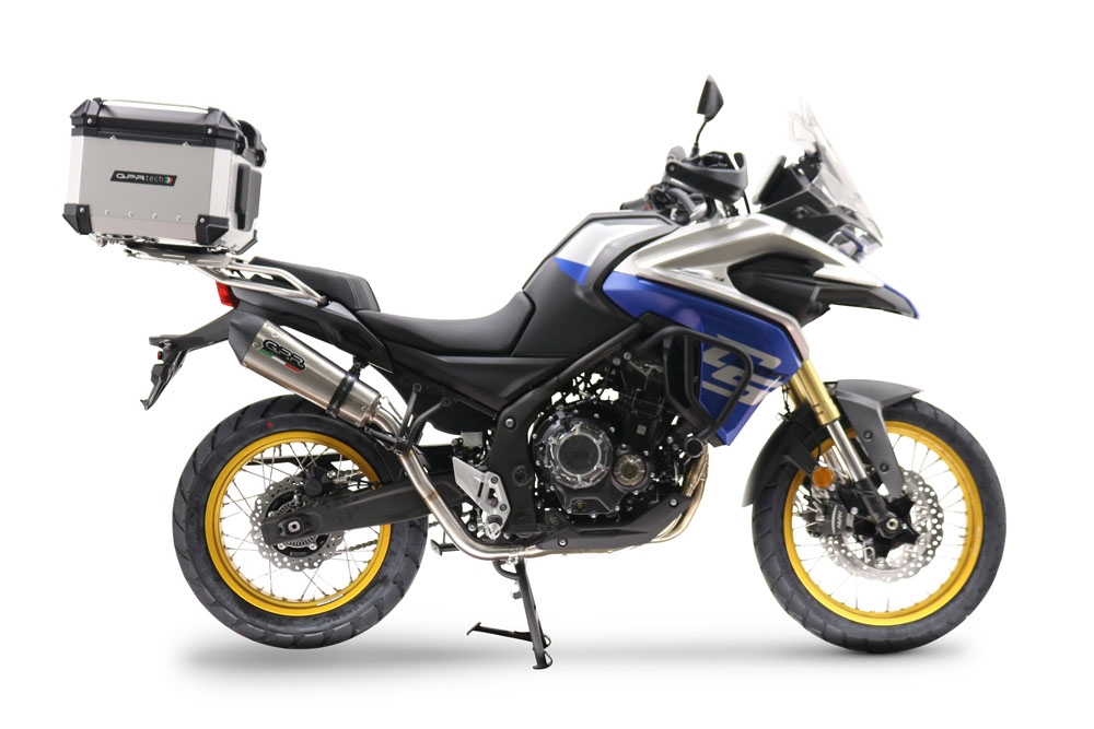 Exhaust compatible with Voge 525DSX 2023-2024, GP Evo4 Titanium, Homologated legal slip-on exhaust including removable db killer and link pipe 