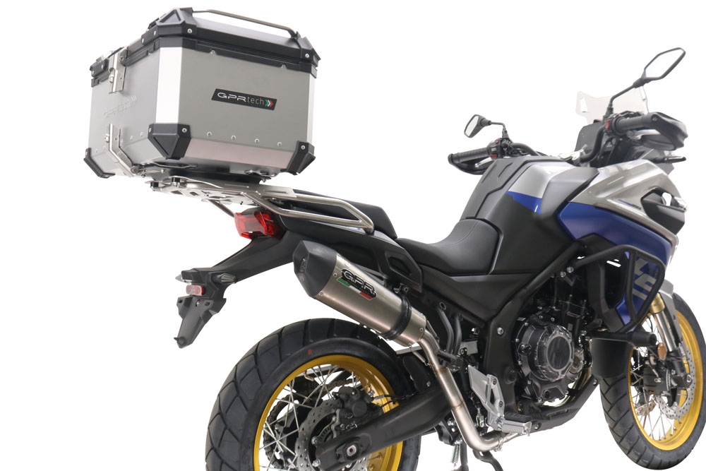 Exhaust compatible with Voge 525DSX 2023-2024, GP Evo4 Titanium, Homologated legal slip-on exhaust including removable db killer and link pipe 