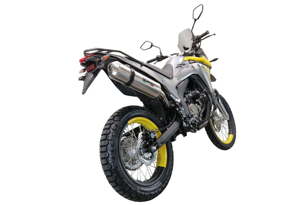 Exhaust compatible with Voge 300Rally 2022-2024, Satinox , Homologated legal slip-on exhaust including removable db killer, link pipe and catalyst 