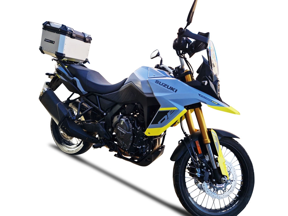 Top case GPR TECH compatible with  Suzuki V-STROM DL 800 DE - SE 2023-2025 e5 GPR TECH Top case in aluminum, silver color with specific plate included Capacity 35 LT.