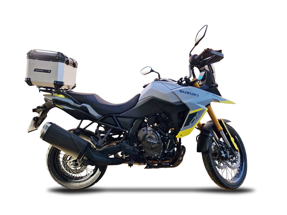 Top case GPR TECH compatible with  Suzuki V-STROM DL 800 DE - SE 2023-2025 e5 GPR TECH Top case in aluminum, silver color with specific plate included Capacity 35 LT.