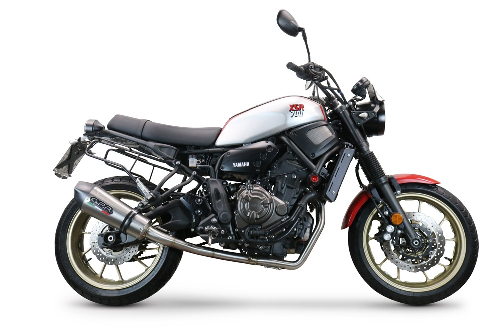 Exhaust compatible with Yamaha Xsr 700 2021-2024, GP Evo4 Titanium, Homologated legal full system exhaust, including removable db killer and catalyst 