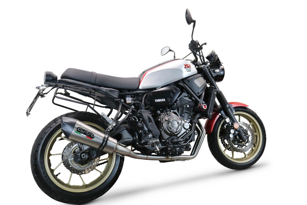 Exhaust compatible with Yamaha Xsr 700 2021-2024, GP Evo4 Titanium, Homologated legal full system exhaust, including removable db killer and catalyst 