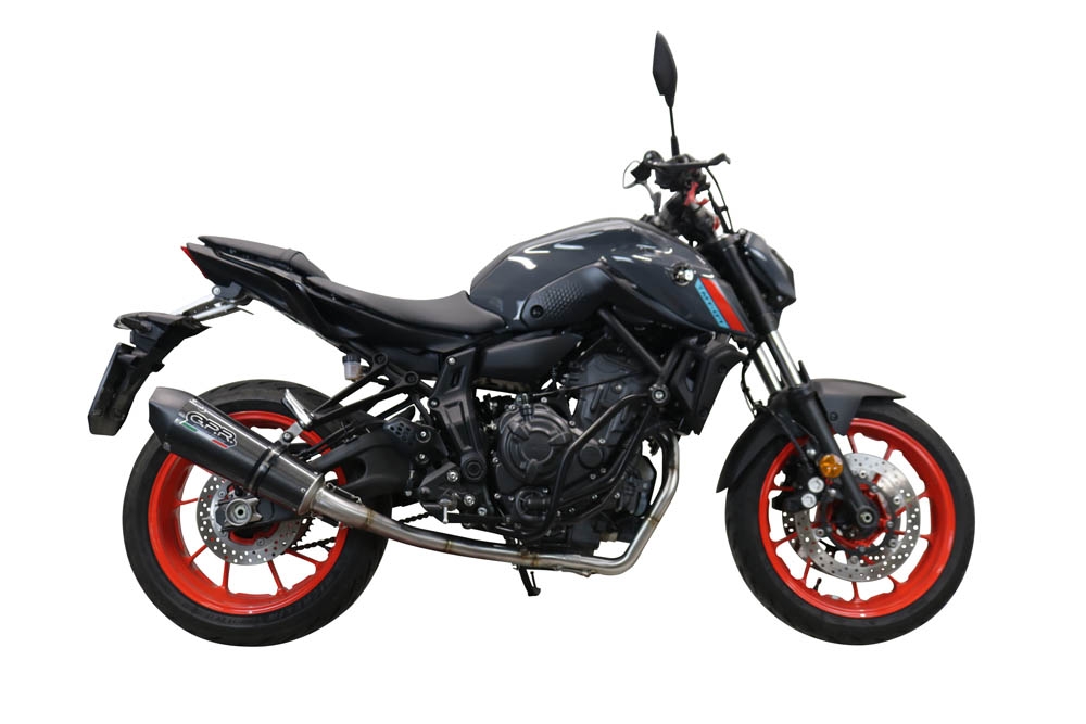 Exhaust compatible with Yamaha Mt-07 2021-2024, GP Evo4 Poppy, Homologated legal full system exhaust, including removable db killer and catalyst 