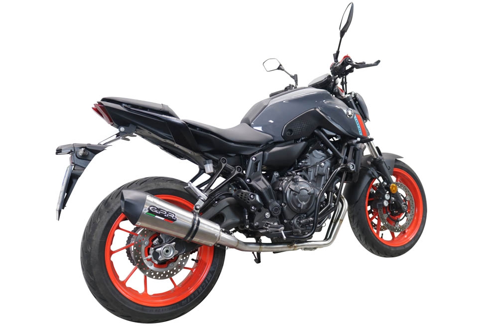 Exhaust compatible with Yamaha Mt-07 2021-2024, GP Evo4 Titanium, Homologated legal full system exhaust, including removable db killer and catalyst 