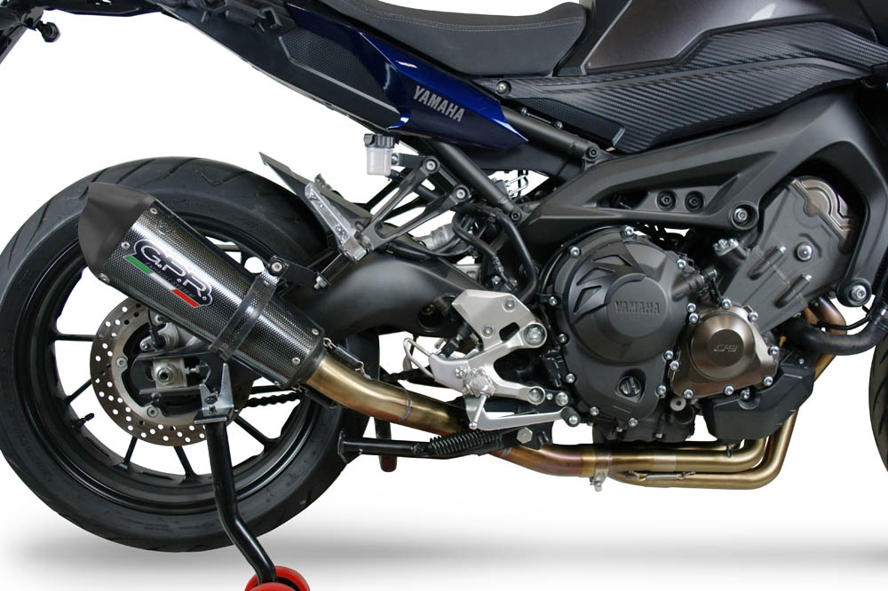 Exhaust compatible with Yamaha Tracer 9 GT 2021-2024, GP Evo4 Poppy, Homologated legal full system exhaust, including removable db killer and catalyst 