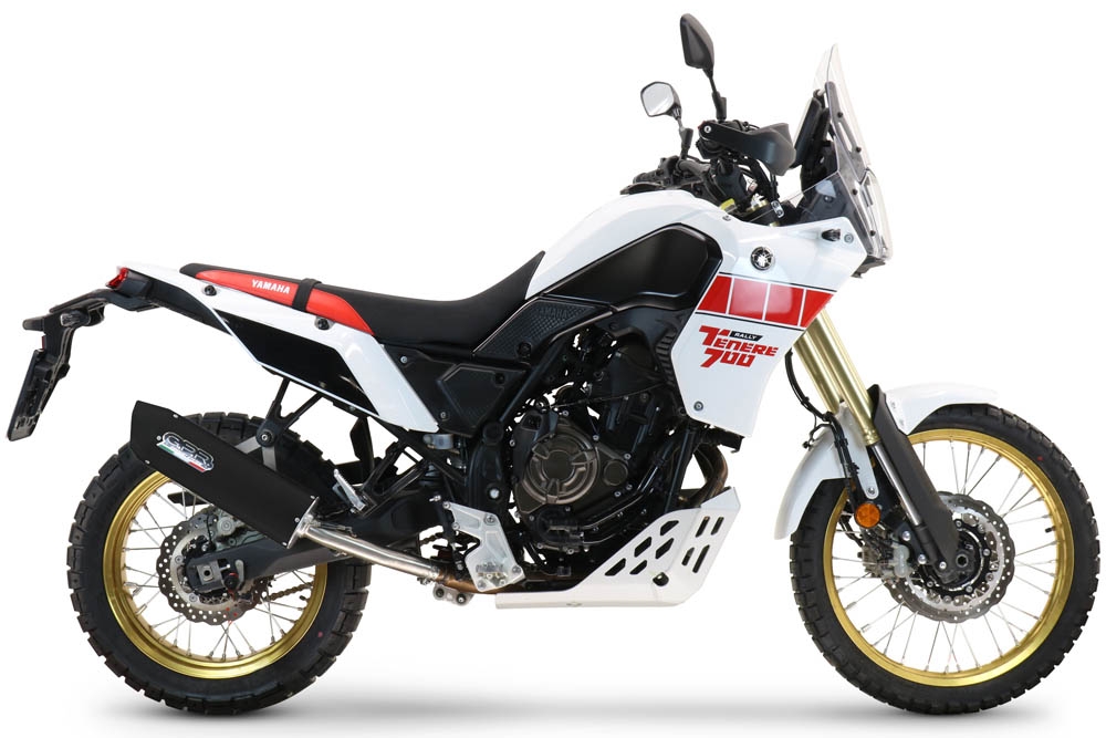 Exhaust compatible with Yamaha Tenere 700 2019-2020, Furore Evo4 Nero, Homologated legal slip-on exhaust including removable db killer and link pipe 