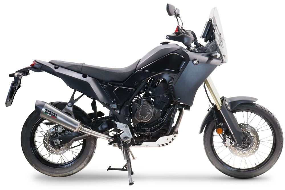 Exhaust compatible with Yamaha Tenere 700 2019-2020, GP Evo4 Titanium, Homologated legal slip-on exhaust including removable db killer and link pipe 