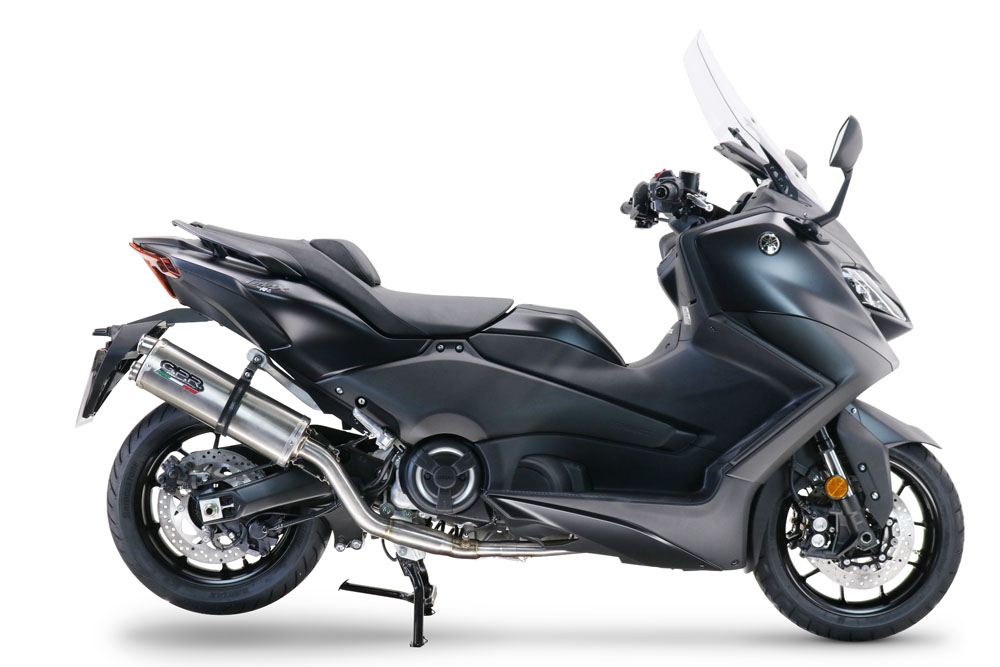 Exhaust compatible with Yamaha T-Max 560 2022-2024, Dual Inox, Homologated legal full system exhaust, including removable db killer and catalyst 