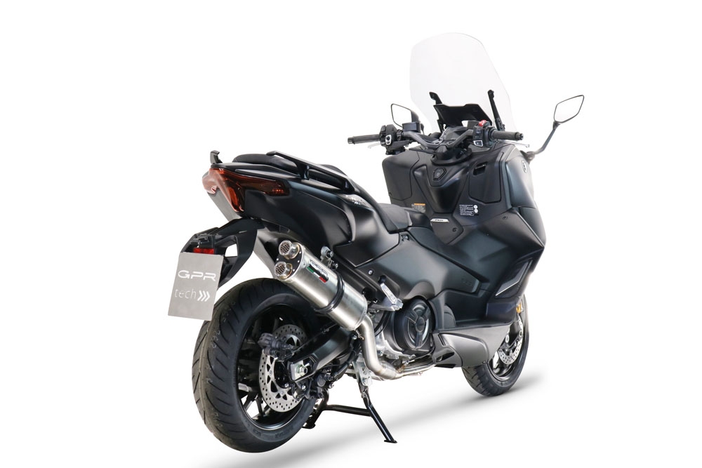 Exhaust compatible with Yamaha T-Max 560 2022-2024, Dual Inox, Homologated legal full system exhaust, including removable db killer and catalyst 