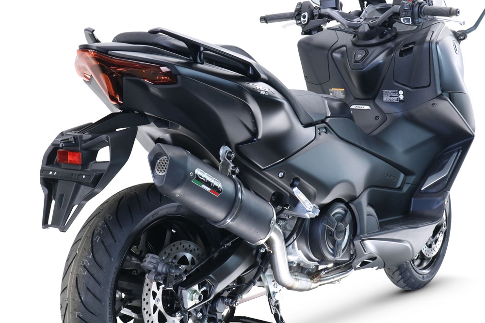 Exhaust compatible with Yamaha T-Max 560 2022-2024, Furore Evo4 Nero, Homologated legal full system exhaust, including removable db killer and catalyst 