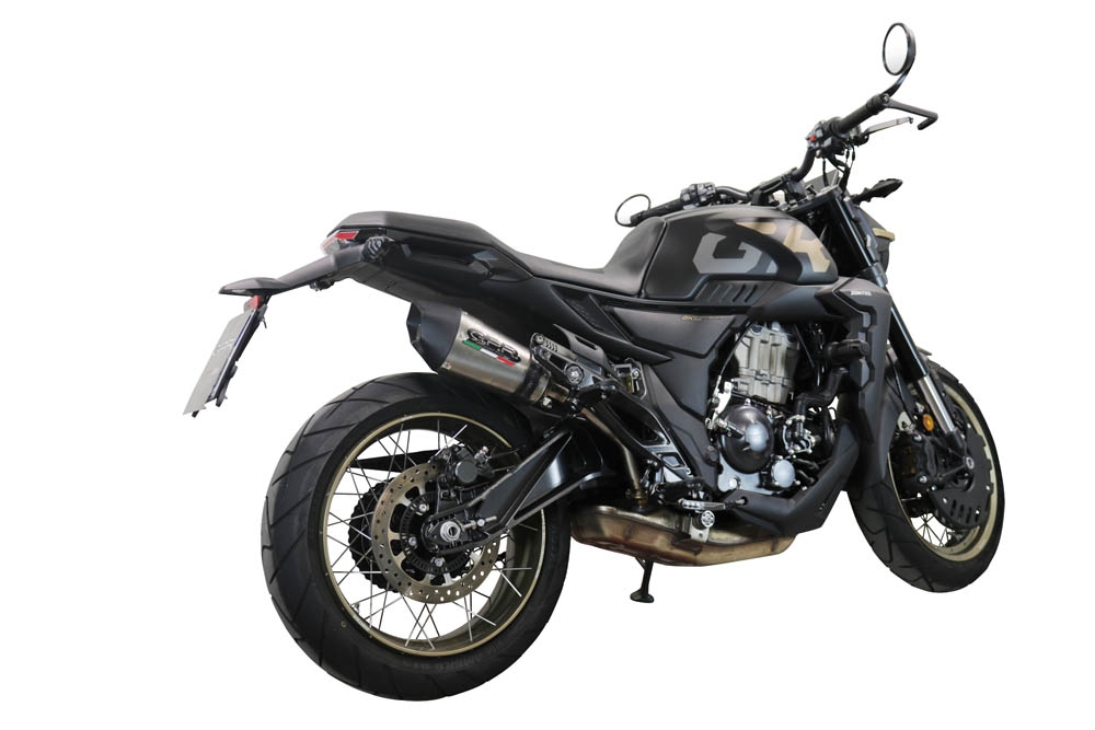 Exhaust compatible with Zontes 350 T1 ADV 2022-2024, GP Evo4 Titanium, Homologated legal slip-on exhaust including removable db killer and link pipe 