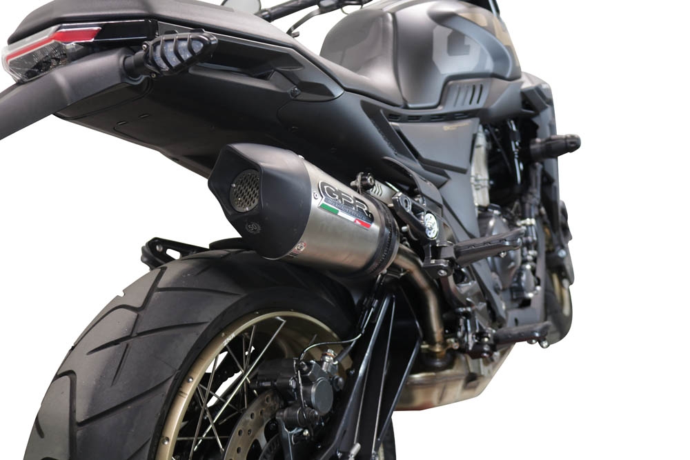 Exhaust compatible with Zontes 350 T1 ADV 2022-2024, GP Evo4 Titanium, Homologated legal slip-on exhaust including removable db killer and link pipe 