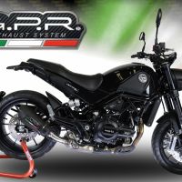 Exhaust compatible with Benelli Leoncino 500 Trail 2017-2024, Gpe Ann. Black titanium, Homologated legal slip-on exhaust including removable db killer and link pipe 
