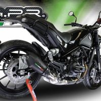 Exhaust compatible with Benelli Leoncino 500 Trail 2017-2024, Gpe Ann. Black titanium, Homologated legal slip-on exhaust including removable db killer and link pipe 