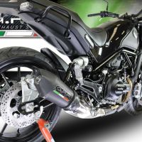 Exhaust compatible with Benelli Leoncino 500 Trail 2017-2024, Gpe Ann. Black titanium, Homologated legal slip-on exhaust including removable db killer and link pipe 