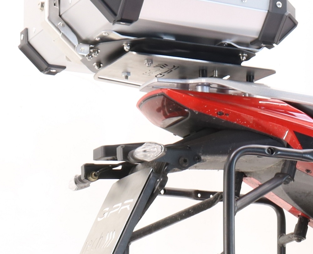 GPR TECH compatible with  Moto Morini X-CAPE 650 2021/2024 e5 GPR TECH SPECIFIC TITANIUM PLATE TOP CASE-ALPITECH 35/55 LT compatible with original luggage rack,titanium made with 4 anchor points