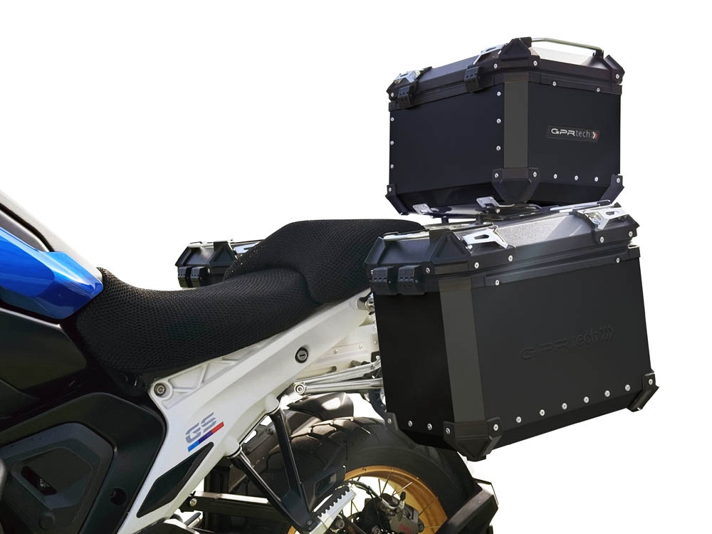 GPR TECH compatible with  BMW R 1300 GS Adventure 2023/2025 GPR TECH Triptych kit made in black color, with Top case 35 Lt + Side Cases 38 Lt + 38 Lt + general rack holder Top case capacity 35 Lt + side cases capacity 38 LT. + 38 LT.