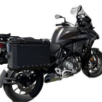 GPR TECH compatible with  Benelli Trk 502 2021/2024 e5 GPR TECH Pair of side cases aluminum made, black color with specific pannier holder Capacity 38 LT. + 38 LT.