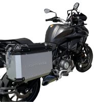 GPR TECH compatible with  Benelli Trk 502 2021/2024 e5 GPR TECH Pair of side cases aluminum made, silver color with specific pannier holder Capacity 38 LT. + 38 LT.