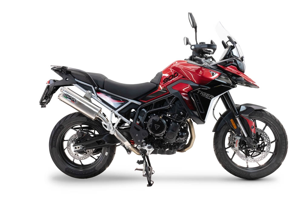 Exhaust compatible with Triumph Tiger 900 GT / Pro / Rally Pro 2024-2025, Dual Inox, Homologated legal slip-on exhaust including removable db killer and link pipe 
