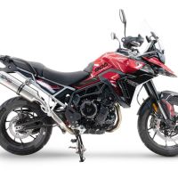 Exhaust compatible with Triumph Tiger 900 GT / Pro / Rally Pro 2024-2025, Satinox , Homologated legal slip-on exhaust including removable db killer and link pipe 
