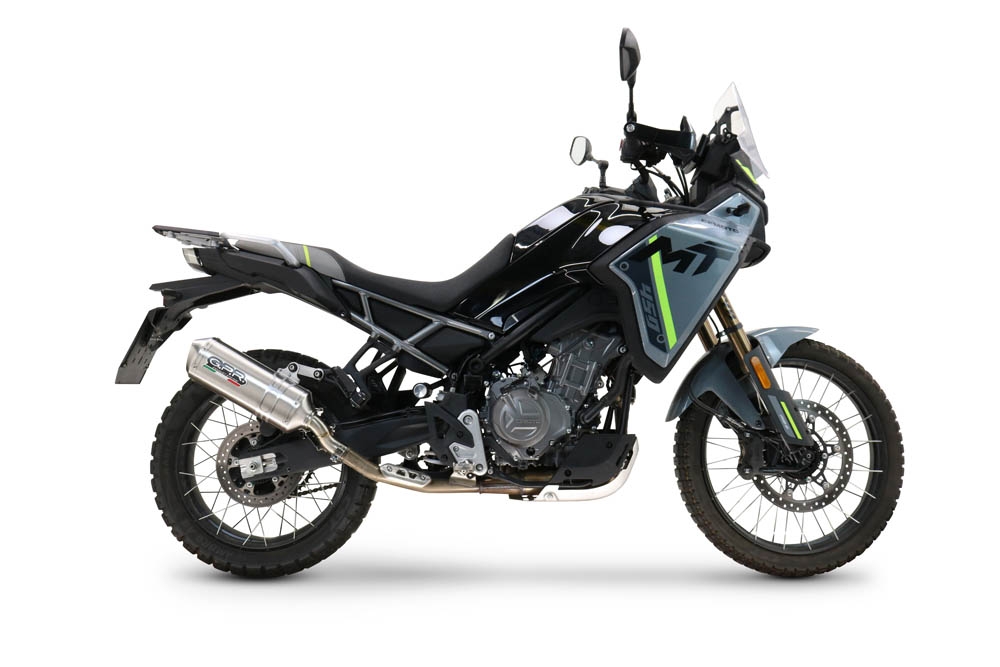 GPR exhaust compatible with  Cf Moto 450 MT 2024-2025, Satinox , Homologated legal slip-on exhaust including removable db killer and link pipe 