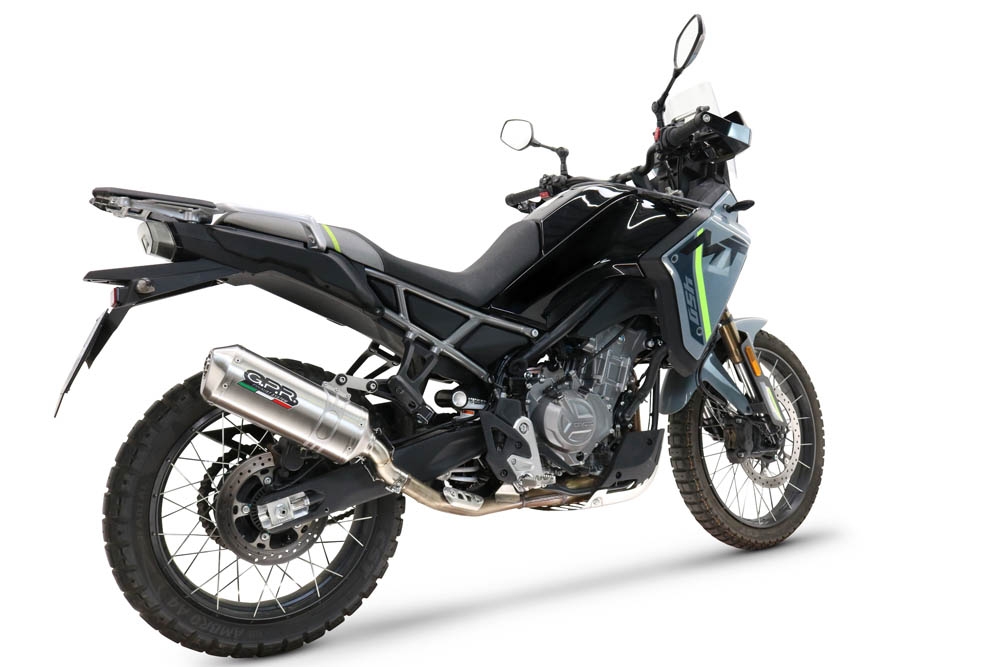 GPR exhaust compatible with  Cf Moto 450 MT 2024-2025, Satinox , Homologated legal slip-on exhaust including removable db killer and link pipe 