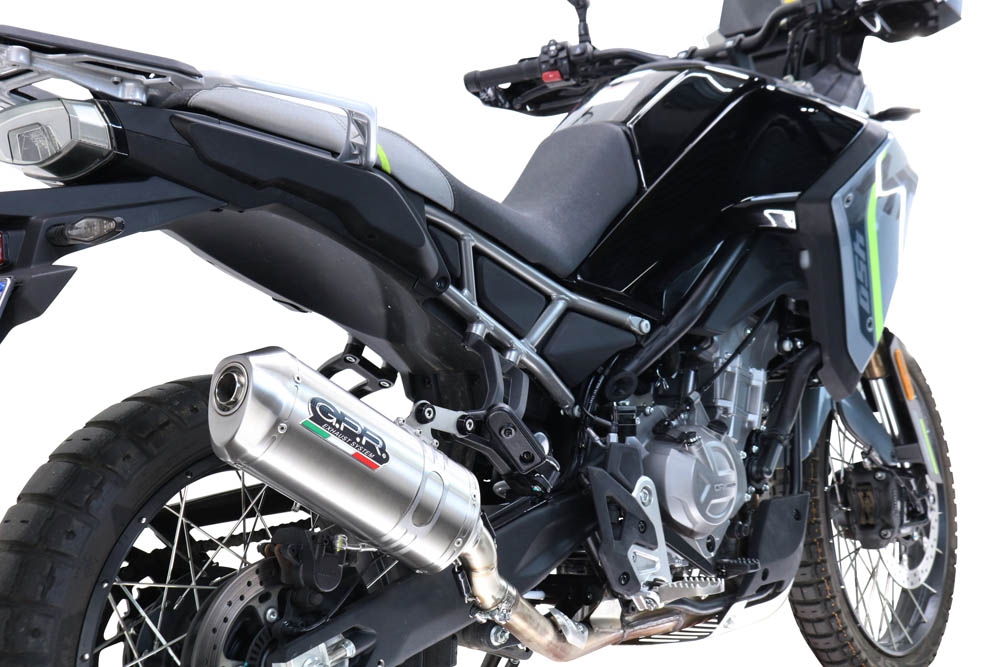 GPR exhaust compatible with  Cf Moto 450 MT 2024-2025, Satinox , Homologated legal slip-on exhaust including removable db killer and link pipe 