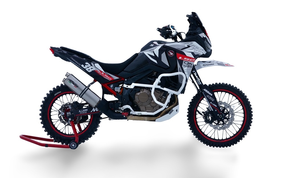 Exhaust compatible with Honda Crf 1100 L Africa Twin Adventure Sport 2020-2025, Dual Inox, Homologated legal slip-on exhaust including removable db killer and link pipe 