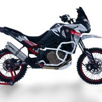 Exhaust compatible with Honda Crf 1100 L Africa Twin Adventure Sport 2020-2025, Dual Inox, Homologated legal slip-on exhaust including removable db killer and link pipe 
