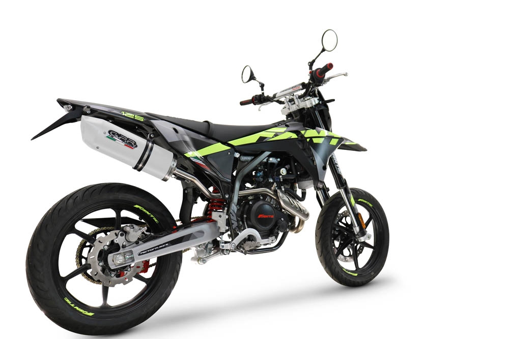 GPR exhaust compatible with  Fantic Motor XEF 125 2025-2026, Albus Ceramic, Slip-on exhaust legal for UK and non-EU markets including link pipe and removable db killer 