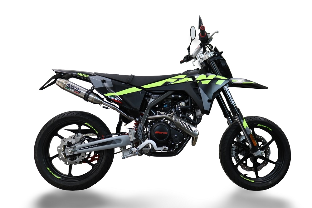 Exhaust compatible with Fantic Motor XEF 125 2025-2026, Deeptone Inox, Racing slip-on exhaust, including link pipe and removable db killer 