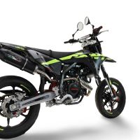 Exhaust compatible with Fantic Motor XMF 125 2025-2026, Furore Nero, Slip-on exhaust legal for UK and non-EU markets including link pipe and removable db killer 