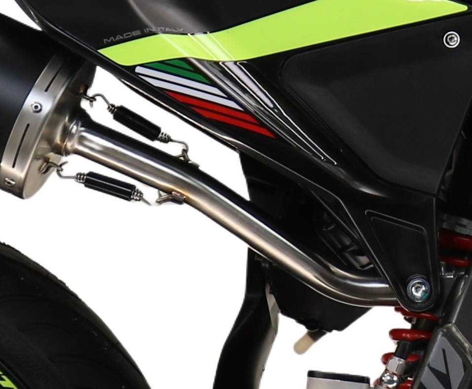 Exhaust compatible with Fantic Motor XMF 125 2025-2026, Furore Nero, Slip-on exhaust legal for UK and non-EU markets including link pipe and removable db killer 